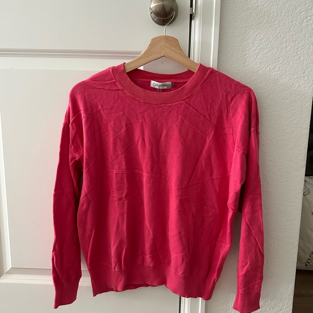 Calvin Klein Embossed Logo Women's Pink Sweater